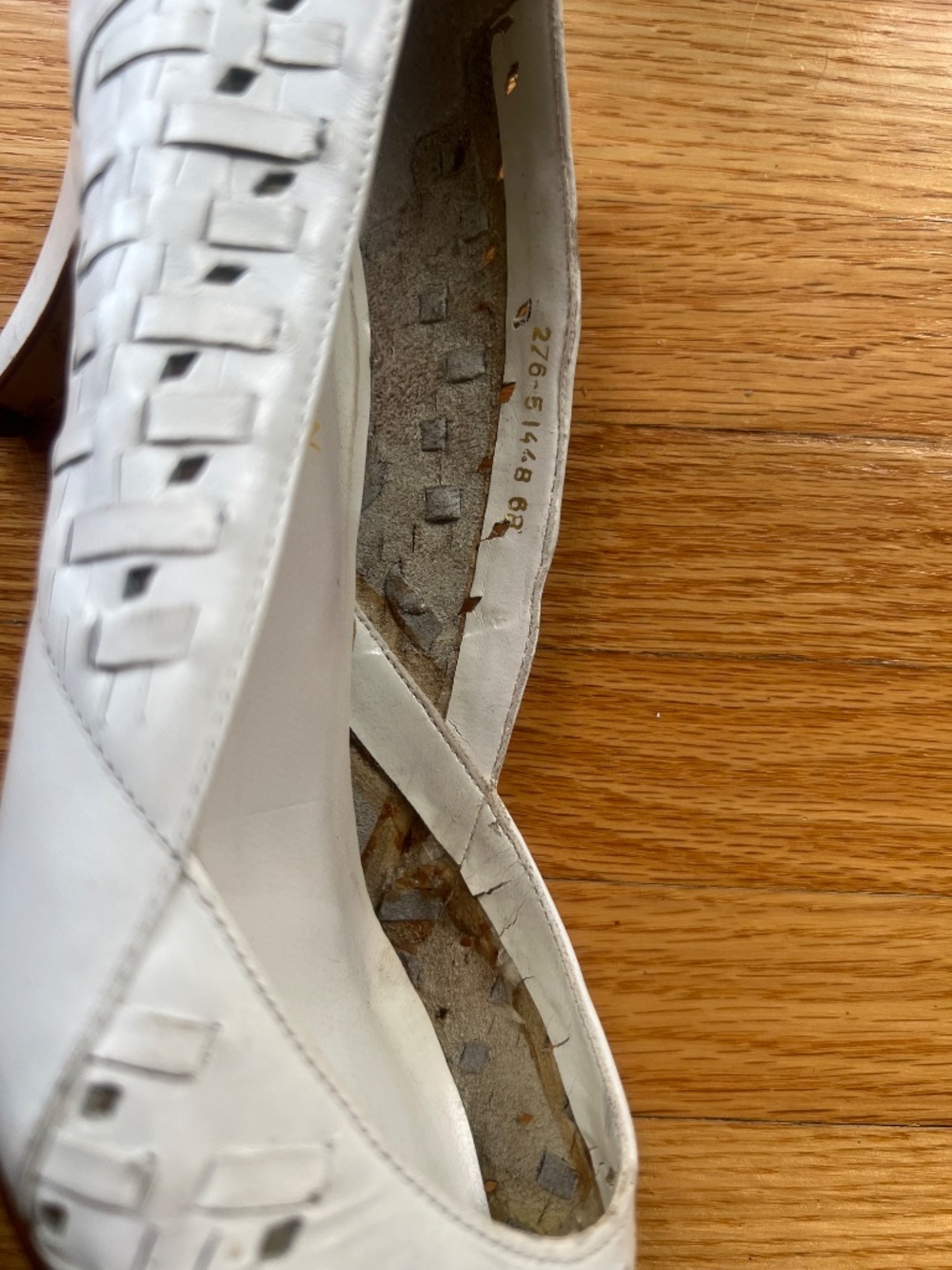 Vintage 80s White Leather Woven Shoes Size 6 Eaton's Raphael Made in Brazil - Picture 15 of 16